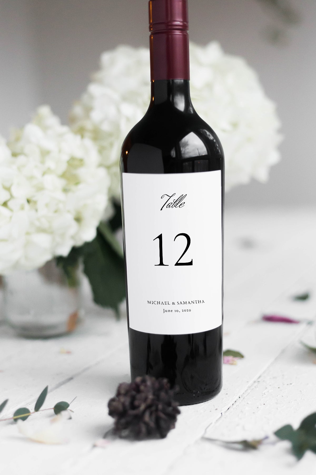Classic and Formal Table Numbers Wine Bottle Stickers
