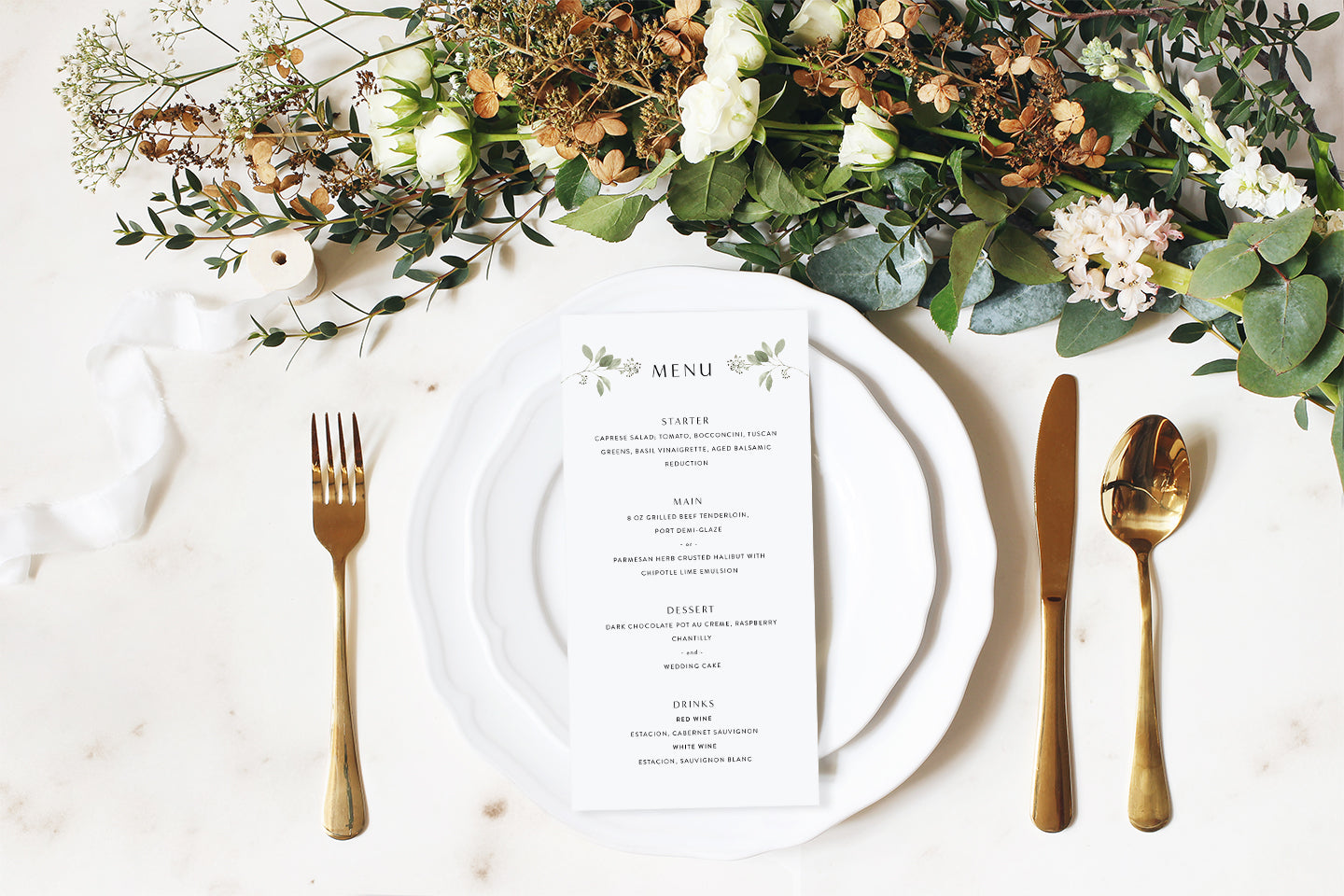 Eucalyptus Wedding Menu