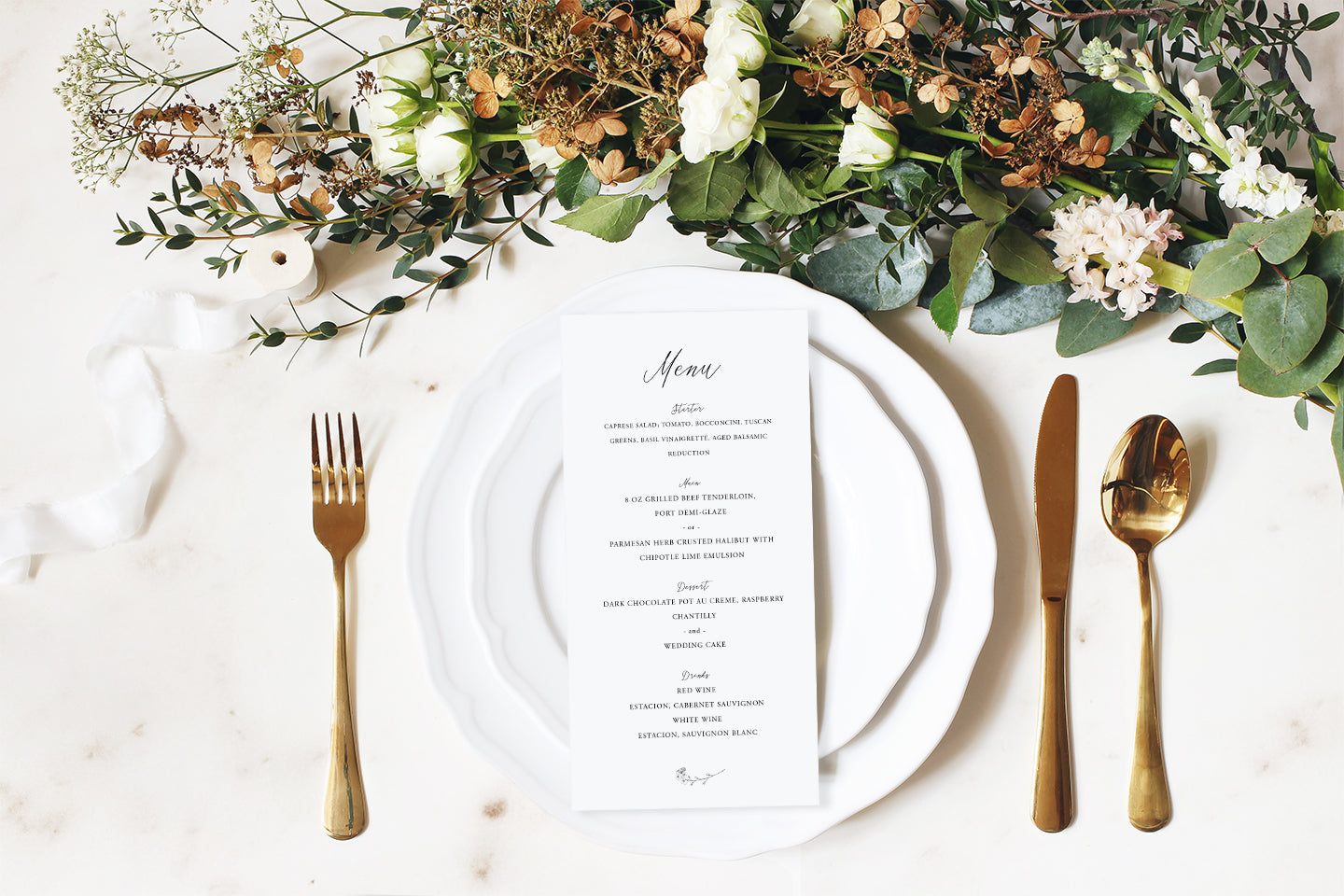 Sophia - Vintage Botanical Wedding Menu