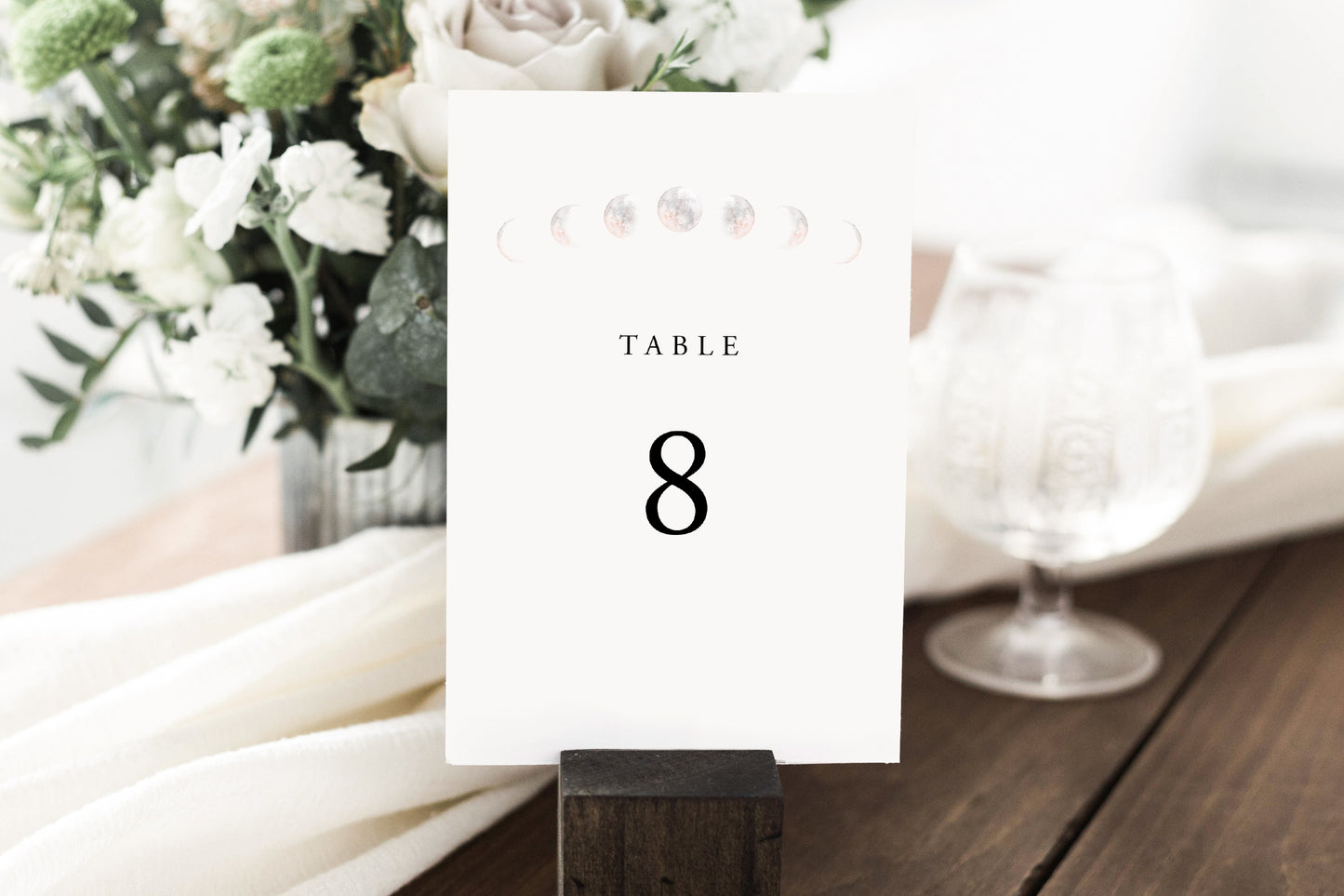 Moon Phases Watercolor Table Numbers