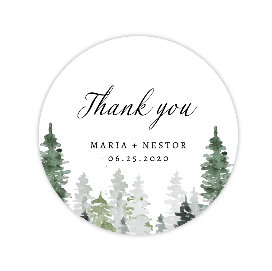 Rustic Mountain Party Favor Stickers - Digital File